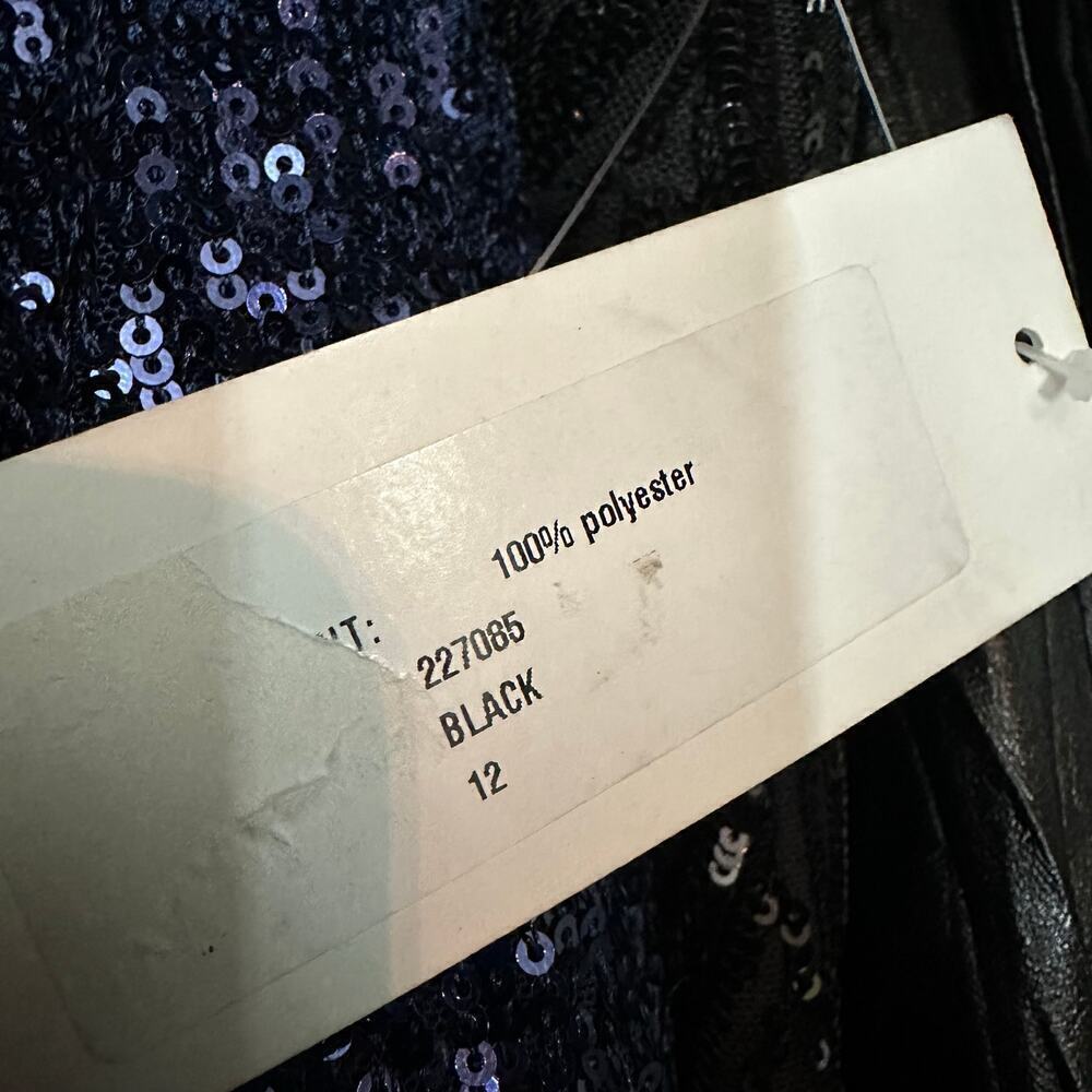 Teri Jon by Rickie Freeman Strapless Geometric Sequined Gown Black US 12 Formal - Picture 6 of 15
